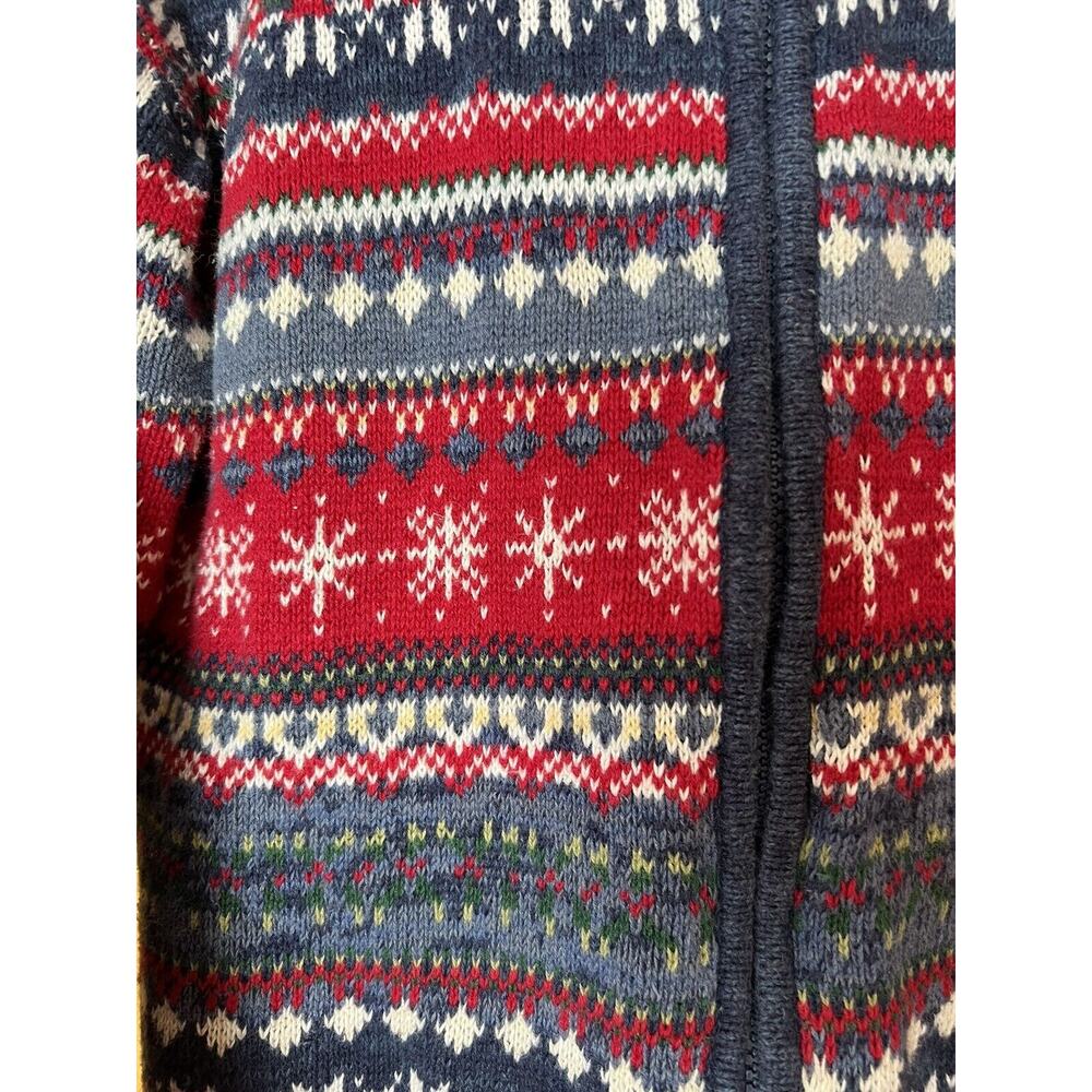 2002 Y2K Vintage Tiara International SZ M Blue Nordic Fair Isle Knit Sweater - Picture 3 of 6